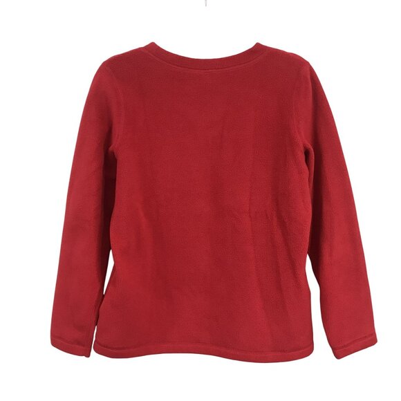 Lands End Red Long Sleeve Fleece Pullover Crewneck Sweater Women S 6-8 - Picture 7 of 7